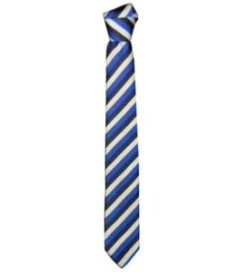 Cravatta bianca blu royal azzurra a righe uomo seta made italy - Bild 1 von 3