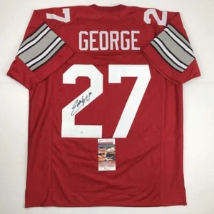 Autographed/Signed Eddie George Ohio State Red College Football Jersey JSA COA - Picture 1 of 4