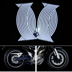 White Motorcycle Rim Sticker Reflective Stripe Wheel Decals For Kawasaki NINJA - Bild 1 von 10