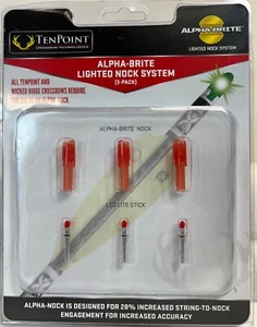 TENPOINT ALPHA-BRITE LIGHTED NOCK SYSTEM (.297) RED (3 PACK) -FREE S/H - Picture 1 of 2