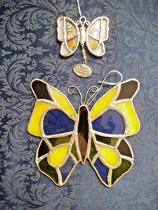 (2) DE COLECCIÓN VITRAL CON PLOMO ARTE MARIPOSAS CAPTADORES DE SOL - Ganz y hecho a mano - Imagen 1 de 7