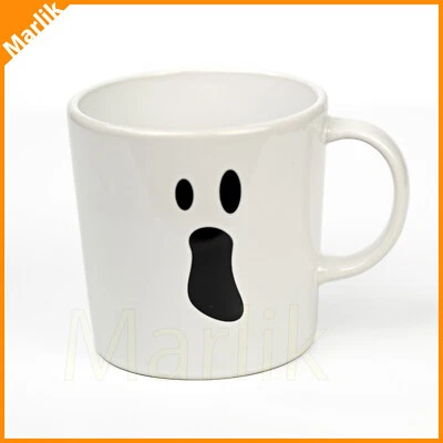 Taza IKEA Kustfyr Blanca 10 OZ Halloween Fantasma Espeluznante Decoración, Gres, NUEVA Foto 1 de 3