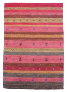 4X6 Lori Gabbeh Handmade Wool Area Rug with Goat & Girl Design Multicolored - Picture 1 of 9