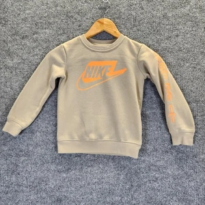 Nike Sweatshirt Youth 5 Tan Fleece Pullover Just Do It Logo Crewneck Swoosh - Picture 1 of 11