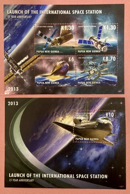 PNG - 2013 15th Anniv. Launch International Space Station 2 x M/S (Lot 3). - Image 1 of 2