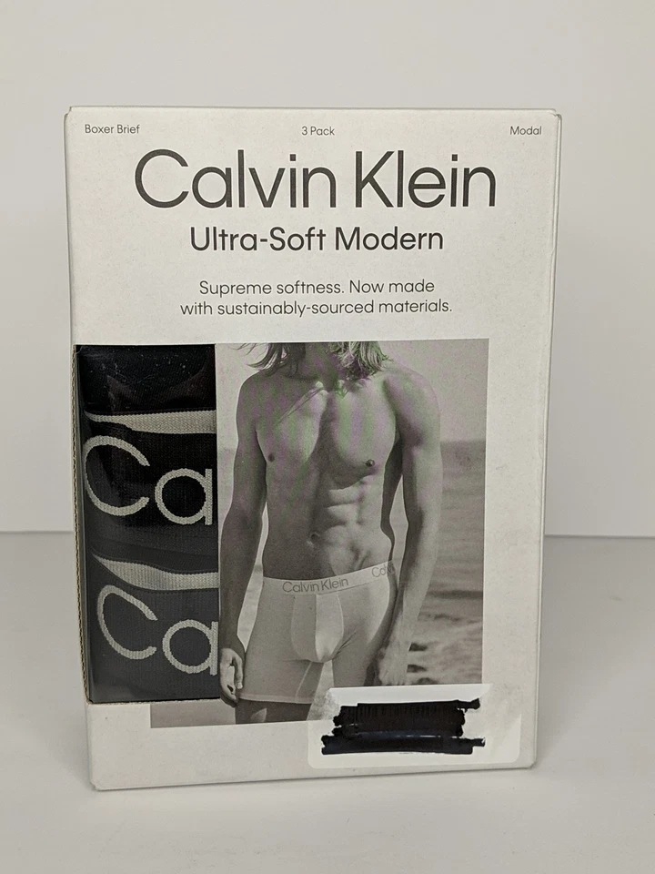 Calvin Klein Underwear Men Black CK NB3188 Modal 3-Pack Boxer Briefs Size S