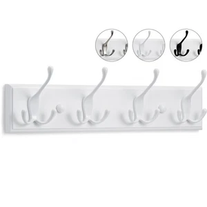 Appendiabiti Da Parete Bianco - 4 Ganci Tripli - 42 Cm - Attaccapanni Da Muro Mo - Foto 1 di 7