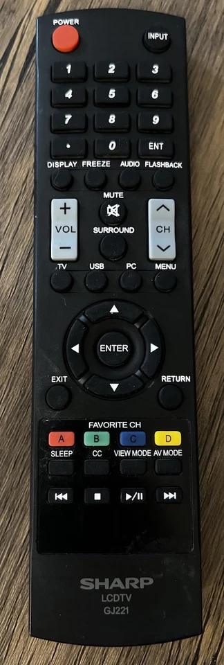 Controle remoto de TV LED LCD SHARP GJ221 LC-46SV40U LC-50LE440U LC-50LE442U FABRICANTE DE EQUIPAMENTO ORIGINAL - Imagem 1 de 1