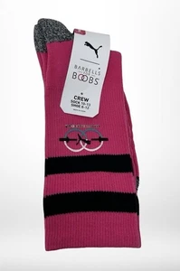 Puma Barbells For Boobs Crew Socks 2 Pack 10-13 Striped New - Picture 1 of 7