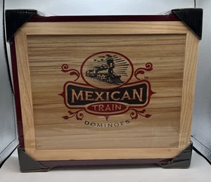 Mexican Train Dominoes Wood Storage Box Front Porch Classics Sealed New - Picture 1 of 6