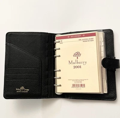VINTAGE MULBERRY BLACK LEATHER SOCIAL ORGANIZER PLANNER A5 - Image 1 of 4