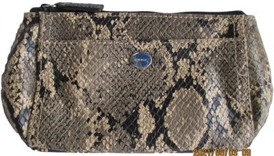 Cartera sin asas vintage Nine West marrón negra con estampado de animales 4"H x 8"W x 1.5"D Foto 1 de 4