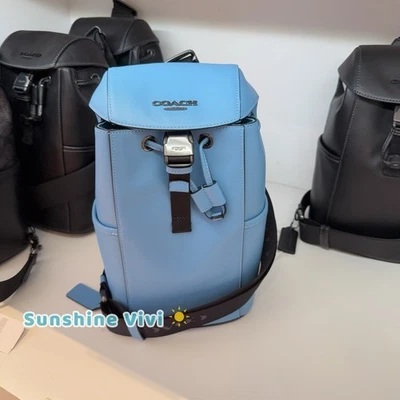 NUEVO CON ETIQUETAS Coach Racer Pack Bolso Mochila Cuero CBI69 Negro Antiguo Níquel/Piscina Foto 1 de 4