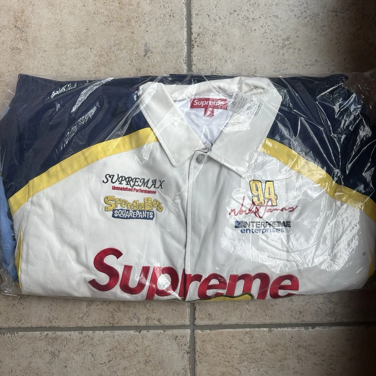 Supreme SpongeBob SquarePants Jeff Hamilton Racing Jacket White