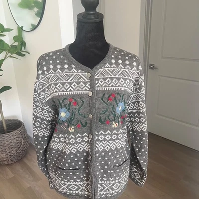 Vintage Talley-Ho Women’s Cardigan Sweater Sz M Fair Isle Coastal Grandma Casual - Image 1 of 4