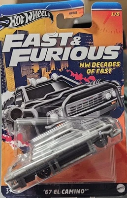 FAST FURIOUS Modello Auto EL CAMINO 67 CORAZZATA Scala 1:64 8cm Hot Wheels HRW41 - Immagine 1 di 3