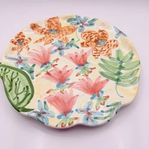 Packer Creek Keramik Jan Pugh Platte Floral rosa gelb grün handbemalt - Bild 1 von 4