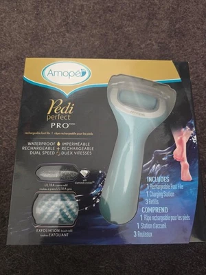 New Amope Pedi Perfect Pro Kit Rechargeable Foot File & Exfoliator Plus Refills - Image 1 of 4