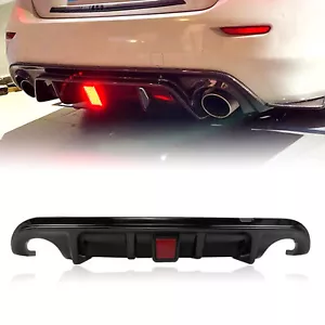 Rear Bumper Diffuser For Infiniti Q50 2014 2015 2016-2017 W/ Light Glossy Black - Picture 1 of 12