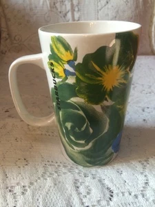 Starbucks Coffee Mug / Cup 2014 White Porcelain Large Flowers green/blue/yellow - Picture 1 of 6