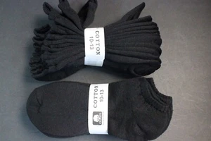 6 Pairs Men's Women's Solid Black Sport Low Socks Cotton 10-13 Shoe 5-10 - Picture 1 of 4