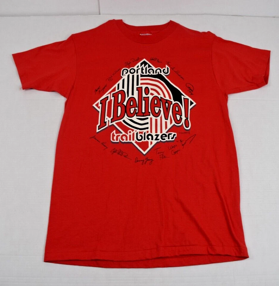 Camiseta De Colección NBA Portland Trailblazers Talla S/M Roja Firmada por Blazers Años 90 Foto 1 de 4