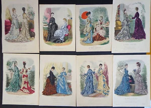 8 Antique Engraved Plates from La Mode Illustrée (1871-76)INV 2018 - Picture 1 of 9