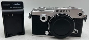 Silver Olympus Pen F 20.3 MP Digital Camera Body Tested w/ Battery - 11K Shutter - Picture 1 of 19