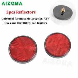 2pcs ECE / SAE Round Red Reflector Bolt On Universal for Motorcycle ATV Trailers - Picture 1 of 7