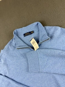 Polo Ralph Lauren Pullover Herren XL blau Estate gerippt 1/4-Reißverschluss Stehkragen adrett neu mit Etikett - Bild 1 von 12