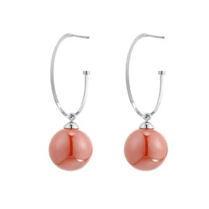 Large Pearl Hoop Earrings, Trendy Simulated Pearl Drop Dangle Earrings for Women - Picture 1 of 5