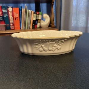 LENOX China Harvest Server 7-5/8” Oval Bowl, 24K Gold Leaf Edge, Made in USA - Picture 1 of 4