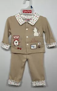 Fisher Price Baby Boys Outfit Tan Long Sleeve Top And Pants Size 3/6 Months - Picture 1 of 7