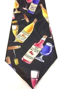 Steven Harris Handmade Necktie Festive Spirits Wine Bottles & Glasses - Picture 1 of 3