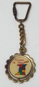Trinidad & Tobago Keychain Twirl Middle Enamel Metal 1980s - Picture 1 of 7