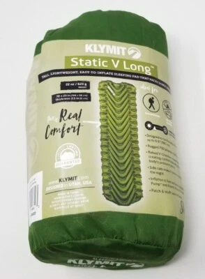 Nueva almohadilla para dormir larga Klymit Static V verde 78x23 pulgadas ligera 1,3R  Foto 1 de 2