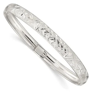 Brazalete flexible de plata de ley de 6,5 mm corte láser y diamante - Imagen 1 de 4