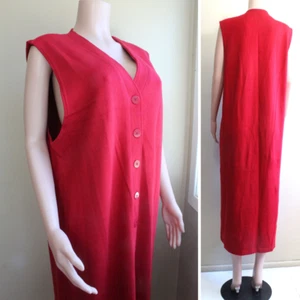 Coldwater Creek XL Red Cotton Knit Midi Maude Vest Dress Sleeveless Button Up - Picture 1 of 8