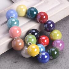 Shiny Glossy 8mm 10mm 12mm Round Ceramic Porcelain Loose Beads For Jewelry DIY