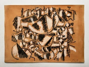 Fernand Leger Gemälde auf altem Papier (Handarbeit) signiert und gestempelt - Mischtechnik - Bild 1 von 5