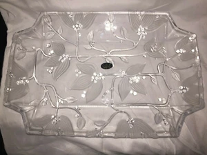 Nuevo plato rectangular de vidrio con diseño de flores florales elevadas CRYSTAL CLEAR STUDIOS - Imagen 1 de 3