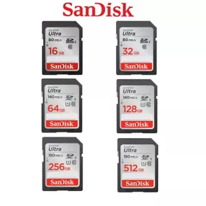 SD Card SanDisk 32G 64G 128G 256G 512G Ultra SDXC UHS-I Memory Card 140Mb 150Mbs - Picture 1 of 27