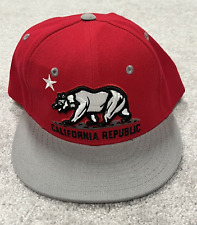 California Republic Hat Cap Adult One Size Adjustable Red Gray Embroidered