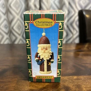 Ornamento Babbo Natale Rustico in Resina - Babbo Natale con Borsa e Stella - Alto 4" con Scatola - Foto 1 di 5