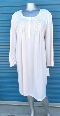 NUEVO CON ETIQUETAS Mujer MISS ELAINE ROPA DE DORMIR VESTIDO CORTO Talla 3X CUDDLEKNIT BORDADO PINTUCK Foto 1 de 4