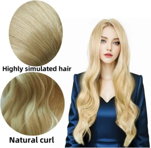 Womens Blonde Long Curly Wigs Natural Wavy Synthetic Hair Cosplay Full Wig W - Picture 1 of 26