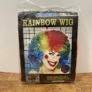 NEW Masquerade Kit Wig Adult Rainbow Clown Wig Costume Circus Halloween - Picture 1 of 5