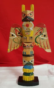 Wooden 8.5" Totem Pole. Hand Painted. Souvenir of Quebec Canada. Circa 1965 - Picture 1 of 7