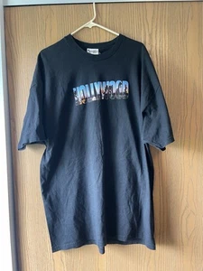 Disney Hollywood T-Shirt Spell Out Logo Short Sleeve Black Mens Large Mickey - Picture 1 of 8