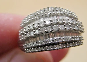 Anello cocktail vintage in oro bianco 9 kt - pezzo appariscente - stimato 1,5 carati totale - Foto 1 di 6